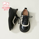 Fuluo Mi Girls' Small Leather Shoes Spring and Autumn Sweet and Fashionable Versatile Shoes Little Girls Campus Fashion Etiquette Shoes Black 33