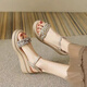 
Belle stairs heel sandals for women, summer 2025 new thick-soled strap sandals exquisite high-heeled beach women's shoes apricot color 37