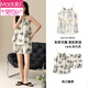 
Modal woven cloud cotton pajamas for women with chest pad anti-convex suspender shorts suit loose and casual can be worn outside home clothes 6624 M