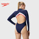 Speedo/ Retro series long-sleeved backless sun protection women's one-piece swimsuit 2025 new arrival blue one size fits all 30