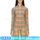 博柏利（BURBERRY）时尚百搭 经典拉链格纹立领长袖T恤 女款 高领运动套衫 米色 8024 典藏米色 XS