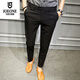 
Jiumuwang Summer Men's Korean Slim Feet Casual Pants British Crispy Trousers Business Hairdresser Suit Pants K686 Embroidered Black Crispy Pants 28 Weight 85 Jin [Jin equals 0.5 kg]-99 Jin [Jin equals 0.5 kg]