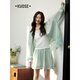 Couleur large (kuose) Veste de chemise en lin imitation verte en dentelle pantalon décontracté à deux pièces 25