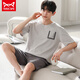 
Catman MIIOW new men's pajamas summer shorts shorts modal cool thin style plus size round neck 9712 L [weight 100-120 Jin [Jin equals 0.5 kg]]