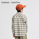 Balabala children's clothing children's shirt boys and girls autumn lapel plaid shirt parent-child college style top trend white green tone 00314 140