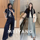 MeiYANG (MEIYANG) Nightline Short Sleeve Jacket Youth Synonym Lapel Breasted Denim Top Dark Blue S