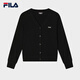 FILA official women's braided jacket 2025 autumn new fashion casual and comfortable V-neck sweater cardigan, black - BK 2XL 180/96A/XXL