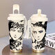 Seungry Naruto Thermos para que los estudiantes vayan a la escuela, taza de agua de gran capacidad, taza de café nueva, boca doble, apariencia alta, blanca - taza de café - HST3524 Gaara + acero inoxidable 316