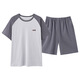 Septwolves reines Baumwollpyjama Herren Sommer Lose Plus-Size-Runde Hals kurzärmelige Sportkleidung Teenager Anzug OMM-13601 L