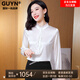 GUYN International First-line Brand Shirt Women's Long Sleeve Spring 2025 New Stand Collar Brand Wood Earring Solid Color Top 9227 Apricot M [90-105Jin[Jin equals 0.5 kg]]