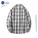 nasawassup official fashion brand co-branded shirt jacket men's autumn and winter Japanese plaid shirt trendy casual inner men's top white 2XL (recommended 130-150Jin [Jin equals 0.5 kg])