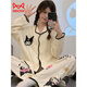 Miiow King Catman Elvis Pure Cotton Pyjamas für Frauen Frühling und Herbst Neue Langarmhosen Loose Strickwind Sweet Cartoon niedliche Heimkleidung Set 9215 m [Vorgeschlagen 80-100Jin [Jin gleich 0,5 kg]]