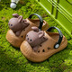 Eltern-Kind-Stil Kinderlochschuhe für Jungen und Mädchen dreidimensionales Kaninchen Anti-Rutsch-Slip Ultra-auf-dick-Soled Home Outdoor Baby Sandalen Schwarze 24 innere Länge 16 cm