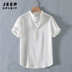 JEEP SPIRIT Henry collar linen short-sleeved shirt men's collarless men's cotton and linen shirt t-shirt top polo shirt summer Chinese style RC210 dark blue M