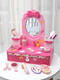 Wooden simulated children's dressing table house toy makeup table 3-4-5th birthday gift girl accessories box Makeup + hairdressing table