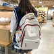 
Huili schoolbag new style for students and female junior high school students with large capacity backpack simple backpack wide shoulder strap schoolbag lightweight white and red [upgrade model + sky duck pendant]