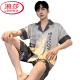 LangSha (LangSha) cool mulberry silk short-sleeved men's pajamas 2025 summer cartoon animation can be worn for boys' home clothes suits. Ice silk 6627 L (suggested height 170 and weight 100-