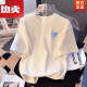 班尼路正肩白色显瘦短袖恤女夏季新款宽松设计感小众纯.棉情侣上衣 重磅-a983(胸标)白色 M  (建议100-115斤)
