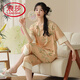 Langsha Summer Summer Manga corta Pajama Juego de mujeres delgadas de verano Nuevos pantalones cortados al estilo chino puede ser ropa para el hogar al aire libre YZT-9902 (manga corta + pantalones recortados) M Mujeres [80-100Jin [Jin iguala 0.5 kg]]