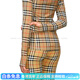 博柏利（BURBERRY）时尚百搭 经典拉链格纹立领长袖T恤 女款 高领运动套衫 米色 8024 典藏米色 XS