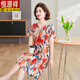Hengyuanxiang (Hyx) Mutter Sommer kurzärmeligte Eiskleid modische großgröße mit mittleren und älteren Frauen lockerer Baucher-Gummiblühen Red MJL683 2XL [Vorgeschlagen 105-120jin [Jin gleich 0,5 kg]]