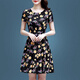 
Ice silk dress summer 2025 new floral skirt temperament 40-50-year-old middle-aged women's short-sleeved printed skirt Ice silk 9901 skirt XL 115-125Jin[Jin equals 0.5 kg]