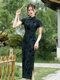 
Leaving Tian Lao Shanghai Full-palm Cheongsam Ancient Blue and White Porcelain Old Shanghai Long Improved Cheongsam New 2025 Young Women 17078 Pattern M All Size
