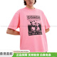CoaCH (COACH) cat logo letter printed round neck short-sleeved T-shirt for men and women same style pink fashionable lightweight versatile trend pink M