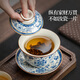 Buchuo tea set complete set of Kung Fu tea set for home use in living room tea set high-end blue and white porcelain Ru kiln covered bowl 9 pieces