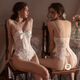 Manyan sexy lingerie sexy suspender lace chest bow hollow single-piece crotch body set 9276 white single size