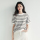 
Eifli (eifini) Eifli round neck striped sweater for women's summer three acetate thin breathable short-sleeved top 2025 summer new style gray M 105-115Jin [Jin equals 0.5 kg]