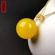 Amber School, one thing, one picture, one certificate, beeswax single bead, women's 925 silver gold-plated natural amber clavicle chain necklace, pendant, 2.84 grams, including chain diameter 16.6 mm