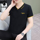Playboy (Playboy) T-shirt à manches courtes pour hommes à manches courtes en V pur en forme de V Coton en V Finche à moitié à manches minces Sweat mince Sweat Black Qy693 M