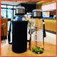 [Cup set] Large capacity thickened glass cup portable ton ton cup tea water separation with cup set tea water cup transparent 1000ml ton barrel 1 pack