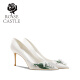 Rose Castle Lily of the Valley Blume Sprache Rosecastle Sense Verlobungsschuhe Weiß Haupthochzeitskleid Brautschuhe Bankett Satin High Heels Weiß Geschenkbox Version R9735 8cm 37