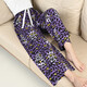 
2025 new summer women's cotton silk pajama pants can be worn with artificial cotton nine-point wide-leg home pants flower long pants cotton, spring is full of L (recommended 110-135Jin [Jin equals 0.5 kg])