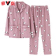 Yalu high-end short person long-sleeved suit Spring and Autumn women's trousers pure cotton pajamas middle-aged and elderly mothers' home clothes 2687 S (70-85Jin[Jin equals 0.5 kg])