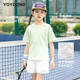 优优1点（Yoyo one）儿童网球服夏季速干衣短袖2025新款女童运动套装羽毛球训练服透气 9852短袖+18410紫色 160
