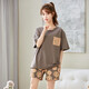 MUJI COM MUJI COM pajamas same style for women in summer pure cotton thin cute Korean version student short sleeve two-piece suit spring and autumn wide maroon GXT6636 picture color 2XL (recommended 130145Jin [Jin equals 0.5 kg])