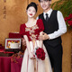 Lancaroni Bride Hochzeit Toast Anzug Neues chinesisches Verlobungsabend Kleid High-End-Türanzug Wein Red M.
