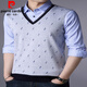 Pierre cardin brand men's fake two-piece long-sleeved T-shirt lapel spring and autumn new T-shirt with collar Korean shirt collar base shirt 3878 red 2XL 180/120/54