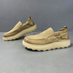 
GY Jinlilai 2025 summer thick-soled lazy man kicks loafers leather hollow travel shoes men's shoes breathable sports rest 9898 yellow leather surface 40