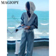 Magiopy International Luxury High-End-Marke Hanli Korean Casual Sports Anzug Frauen Spring Spleißen Spitze Modische graue Jacke Graues zweiteiliger Set (100 Jin [Jin gleich 0,5 kg]))
