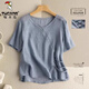 Woodpecker Ice Silk Cotton Line 2025 Summer Chinese Style Short-sleeved T-shirt for Women 2025 New High-end Thin Versatile Shirt Top Caramel Color Card Code One Size) M 95Jin [Jin equals 0.5 kg]