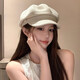 Retro octagonal beret hat for women in summer 2025 new Korean style trendy versatile big head circumference showing face little painter hat #1194-beige one size (54-58cm) can generally be worn