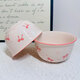 Pink and blue bow ceramic bowl home eating bowl ins high-looking underglaze color tableware dessert bowl soup bowl noodle bowl 1 bow 4.5-inch bowl