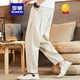 Romon Trendy chinesischer Stil Leinenhose Herren Sommer dünne losen Sportwäscheton -Wäsche harun lässige lange Hosen grau m