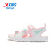 Xtep children's beach shoes for summer for girls, middle and large children with strap design for easy putting on and taking off, comfortable, breathable, fashionable and versatile sandals, ice cream pink/classic white 36