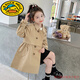 G.DUCKKIDS Girls' Windbreaker Jacket Spring 2025 New Style Fashionable British Mid-Length Children's Little Girls Autumn Coat Khaki-Double-breasted Windbreaker 90 cm