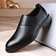 Spring and summer men's middle-aged and elderly father's shoes Baita business casual men's leather shoes hollow soft leather middle-aged sandals leather shoes 6189 black hollow style 44